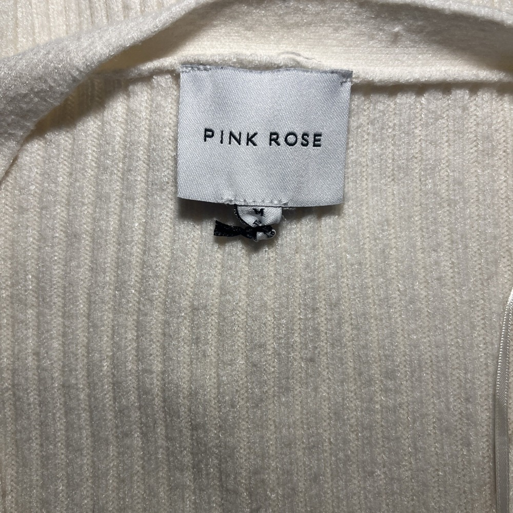 Pink rose Size medium three button long sleeve cardigan cream colored W/ Pockets - Picture 7 of 7